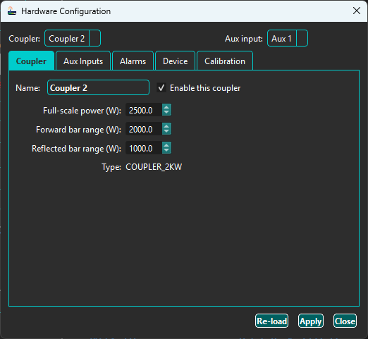 RayPowerMeter Desktop app hardware configuration screenshot