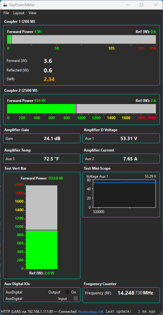 RayPowerMeter Desktop app dashboard screenshot